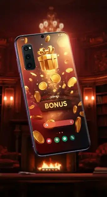 A vibrant Casino Mate bonus banner displaying a welcome offer with dollar signs, free spins, and a mobile phone interface, inviting new players.